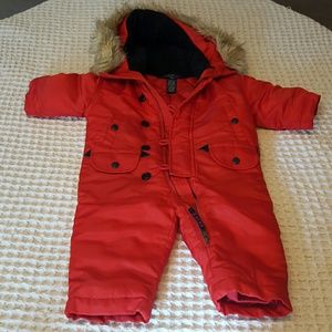 Red child's Ralph Lauren down feather snowsuit